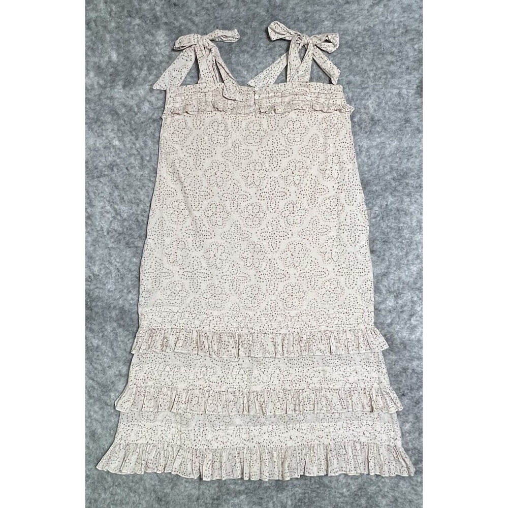 CLEOBELLA Tiered Midi Dress Women's Small Dotted 100% Cotton Pink